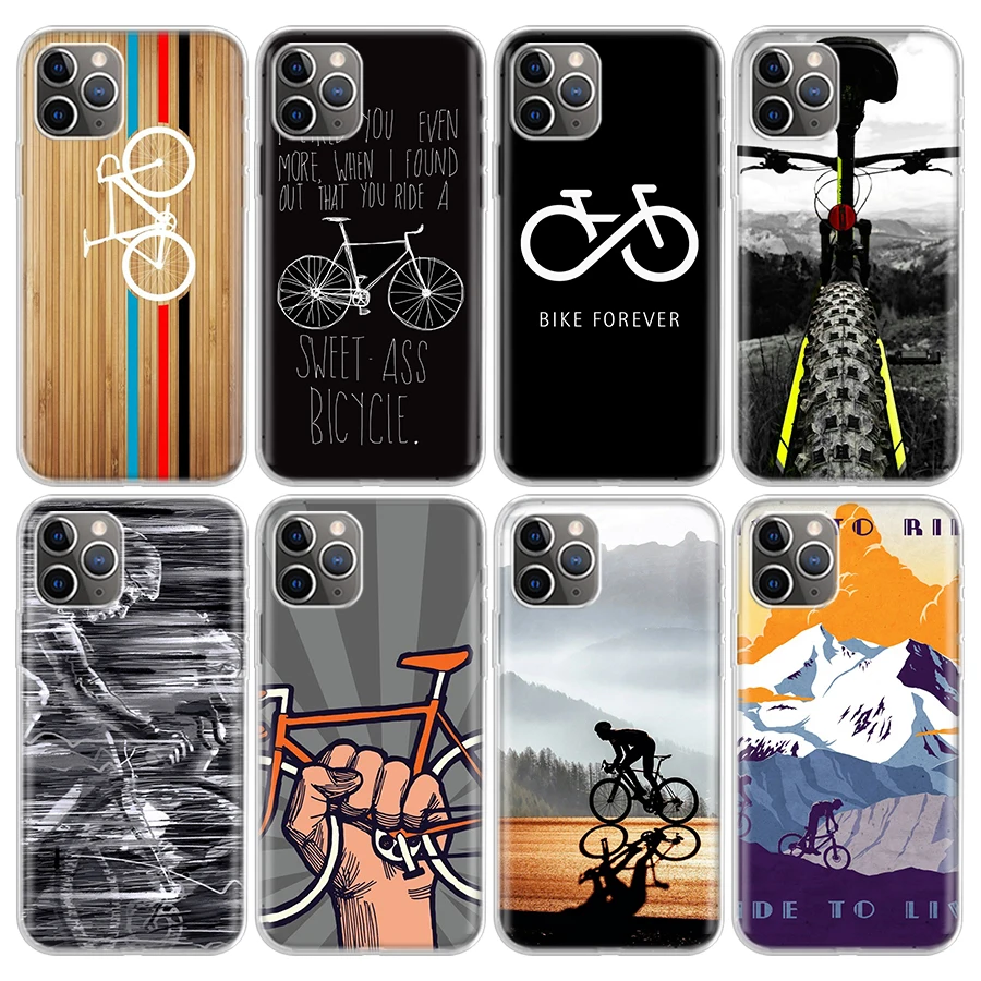 BIKE Cycling Art Phone Case For Apple iPhone 11 13 14 Pro 15 + 12 Mini SE X XR XS Max 7 8 Plus Pattern Soft Back Cover