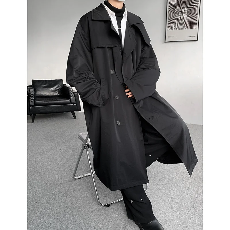 

Мужская кожаная ветровка-тренч свободного кроя в стиле Harajuku, дышащая, с абстрактным итальянским принтом, двубортная, с восковым покрытием, для офиса