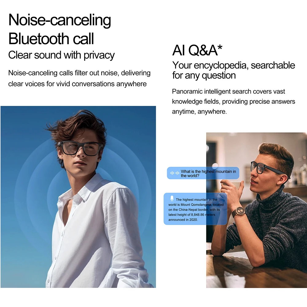 Okulary z inteligentną kamerą S336 AI, prawdziwa kamera 5MP, wideo 1080P, rozpoznawanie rozmów AI, transfer WIFI, połączenia Bluetooth, inteligentne okulary do robienia zdjęć AI.