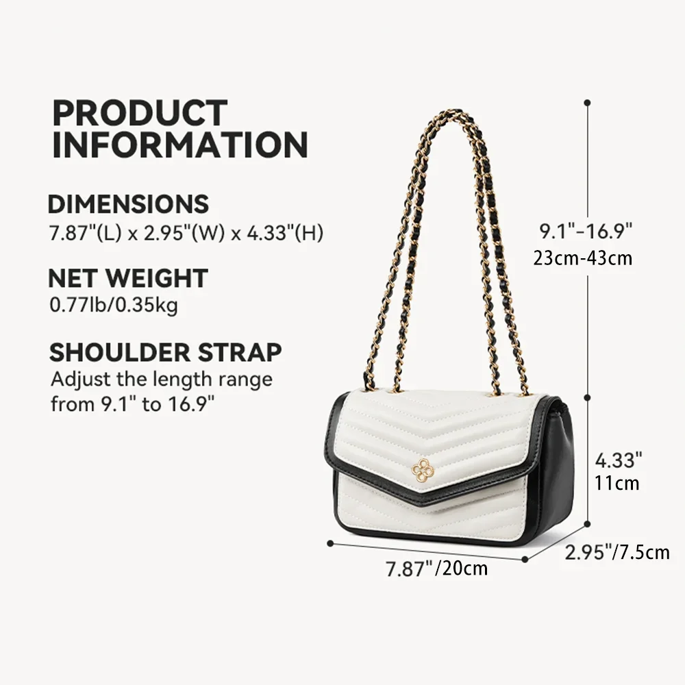 Fashion Chain Crossbody Bags For Women, Quilted Shoulder Handbags, Vegan Leather Square Purses