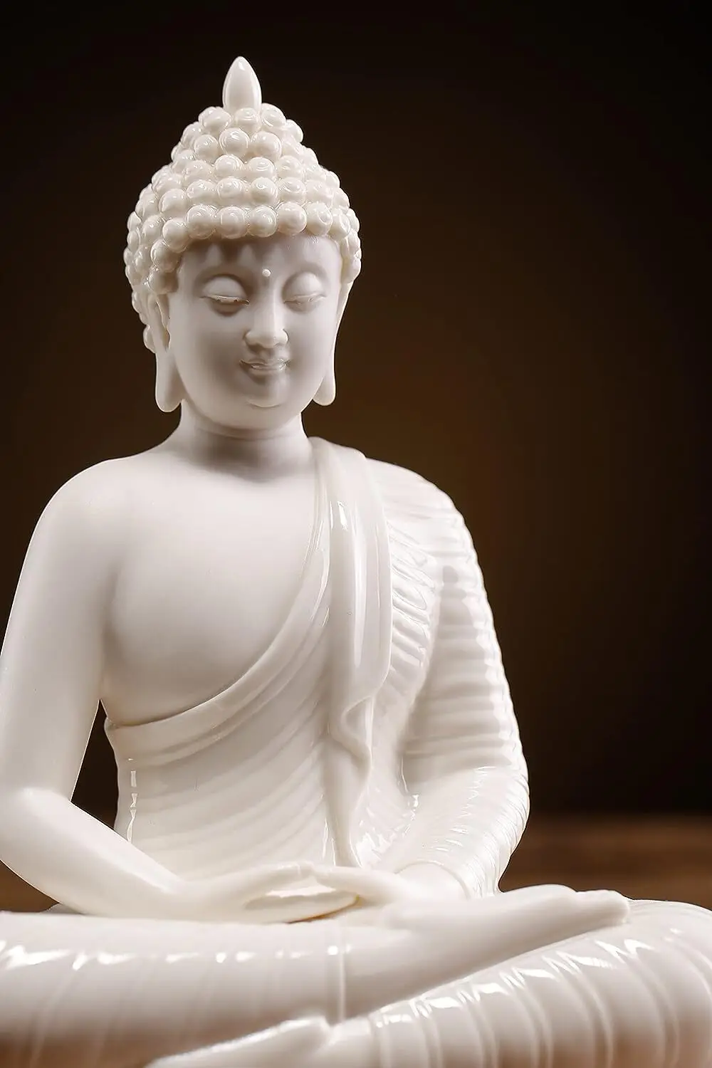 6 Inch Ceramic Small White Buddha Statue Home Decor Meditation Buddha