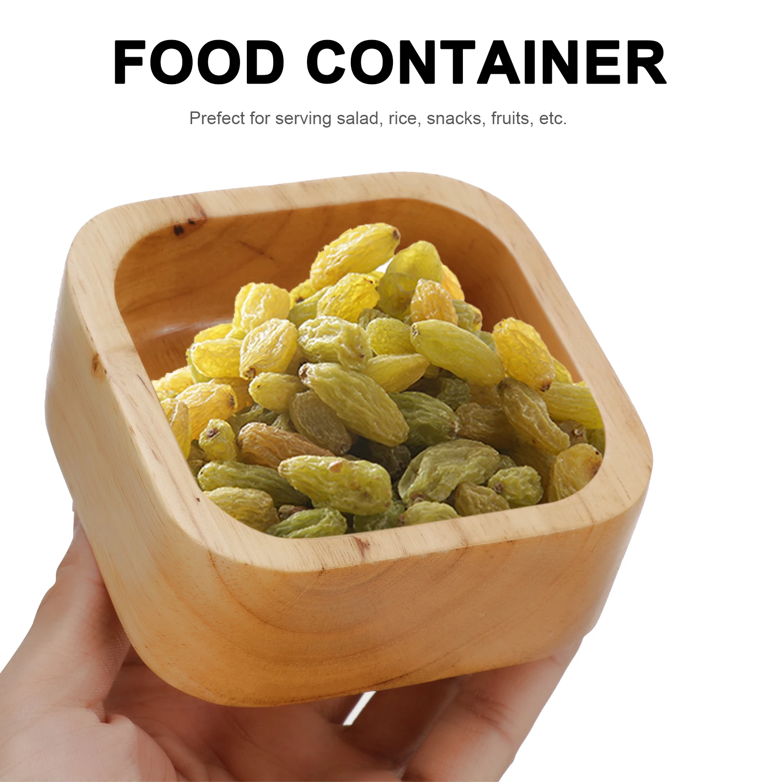 

Wooden Snack Square Food Container Kitchen Fruit Service Salad Set Healthy Rice Wooden Bowl Bowl Tableware