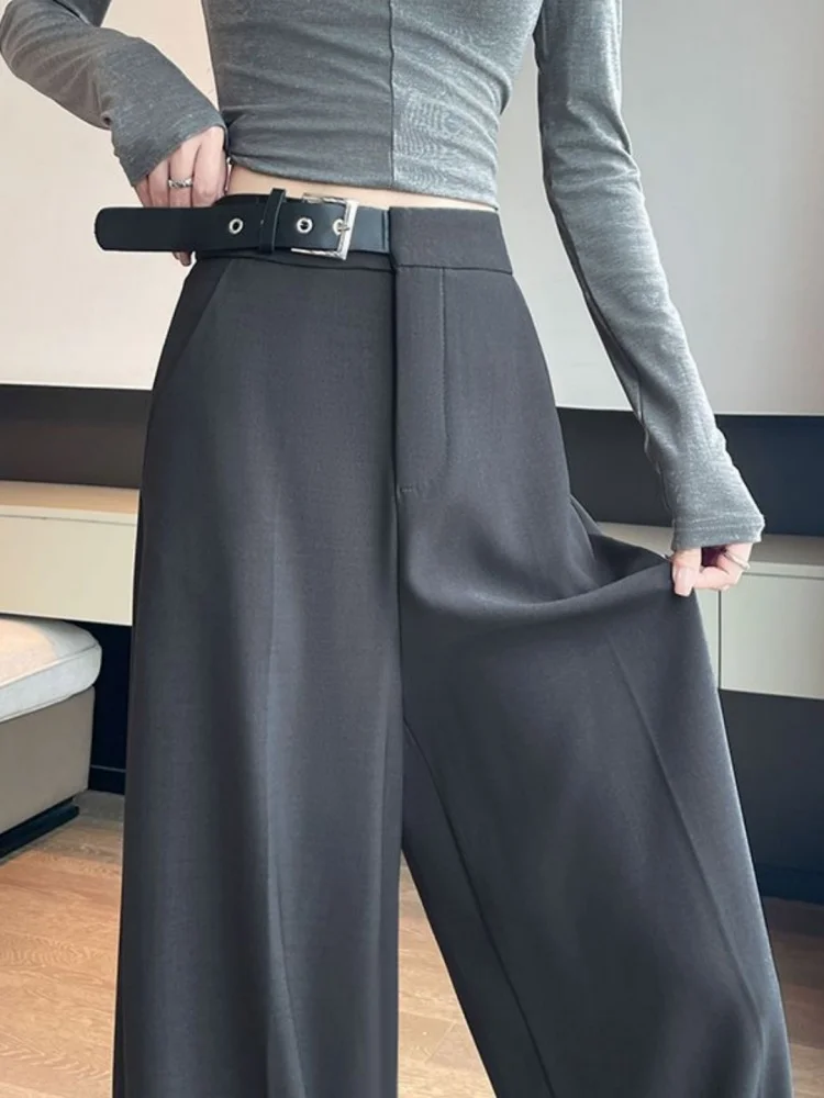 Hoge taille wijde pijpen pakbroek dames lente herfst losse draperie casual vloerlengte broek comfortabele rechte snit