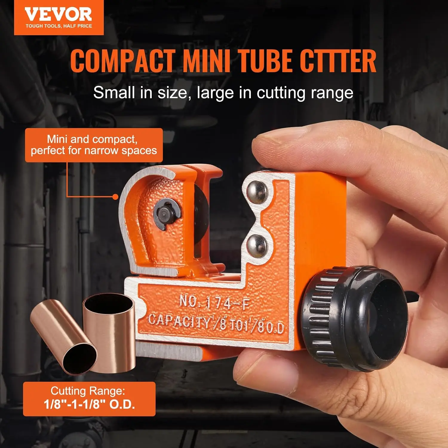 Mini Copper Tubing Cutter, Mini Tubing Cutter for 1/8 to 1-1/8 Inch Copper Tubing, Heavy Duty Portable Tube Cutter with High-Spe