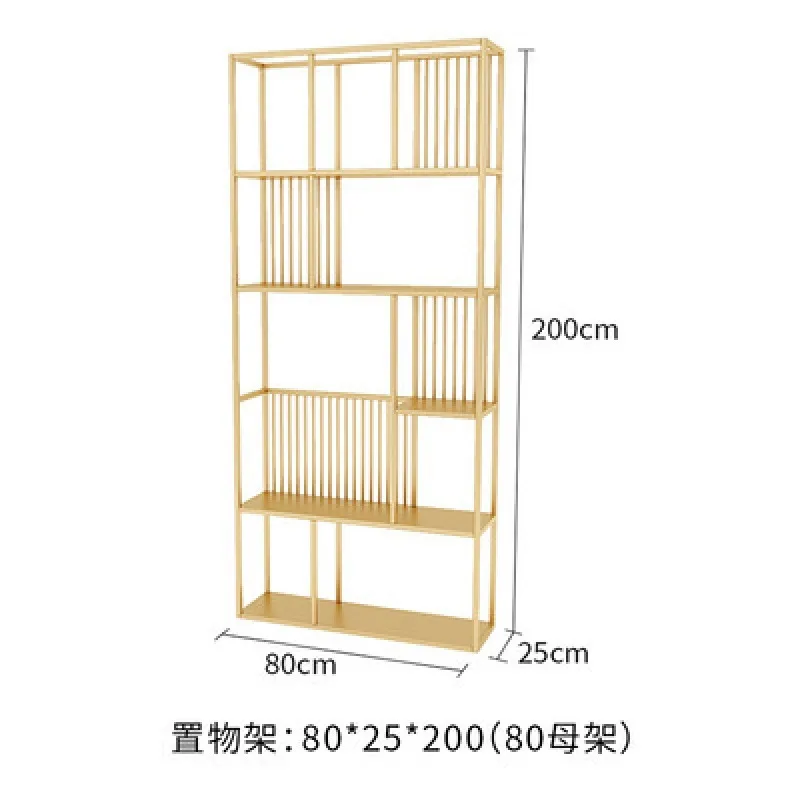 Factory Direct 2026 Gold display office wrought iron decorative storage floor partition bookshelf