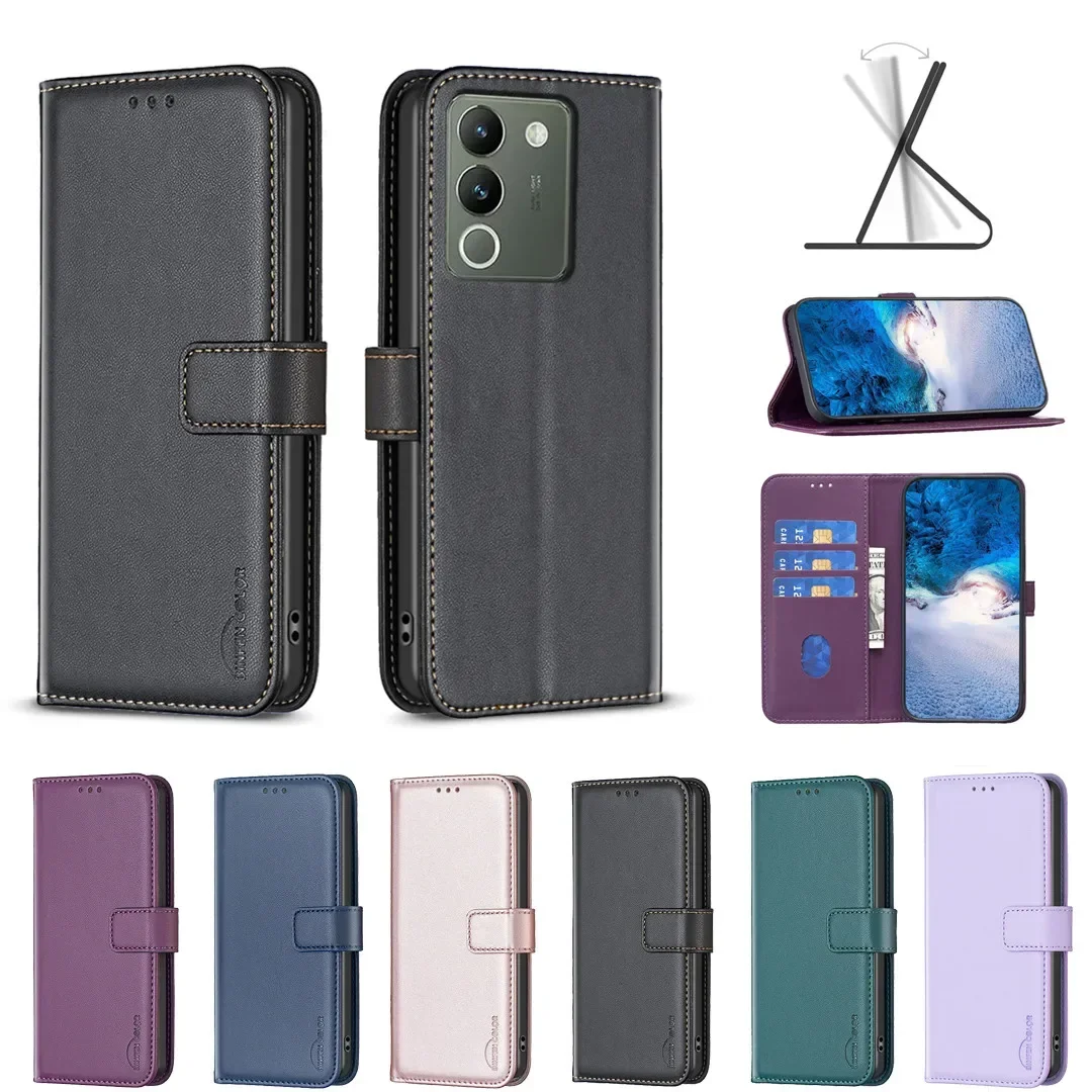 

Flip Leather Case For Vivo Y28 4G Y38 5G Y200i 5G Y03 4G Y200e 5G V29e Y200 5G Y78 5G Y36 Y27 4G Cover Protective Wallet Shell