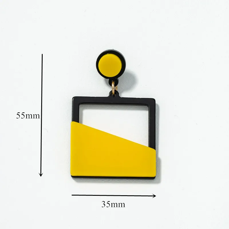 Exaggerated Acrylic Earrings for Women Girls Yellow & Black Stitching Drop Earrings Fashion Party Earrings Jewelry ED01