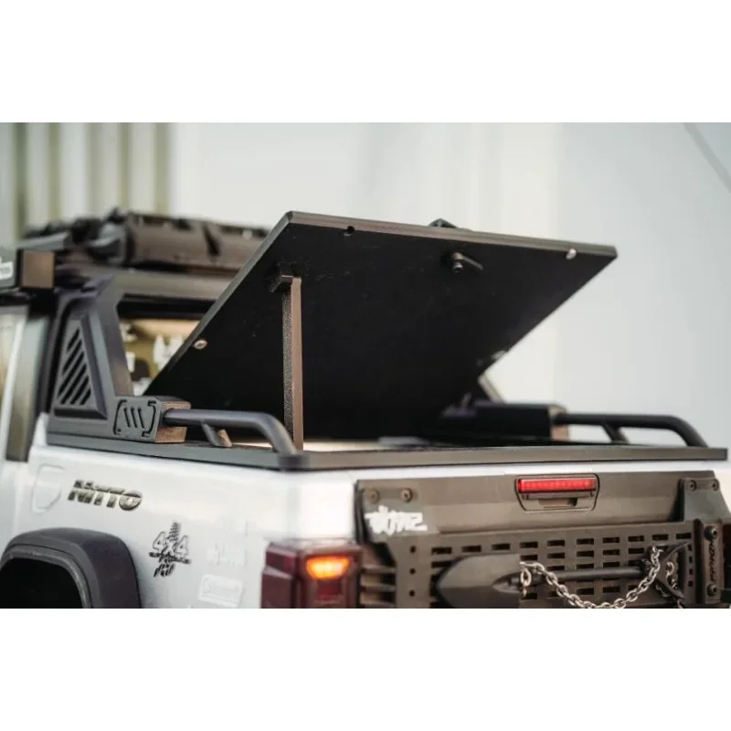 For 1:7 Rlaarlo JK07 Pro Roll Cage, Rack + Rear Flat Cover Combo,Support Rod Openable,Magnetic & Latch Lock RC Upgrade Parts