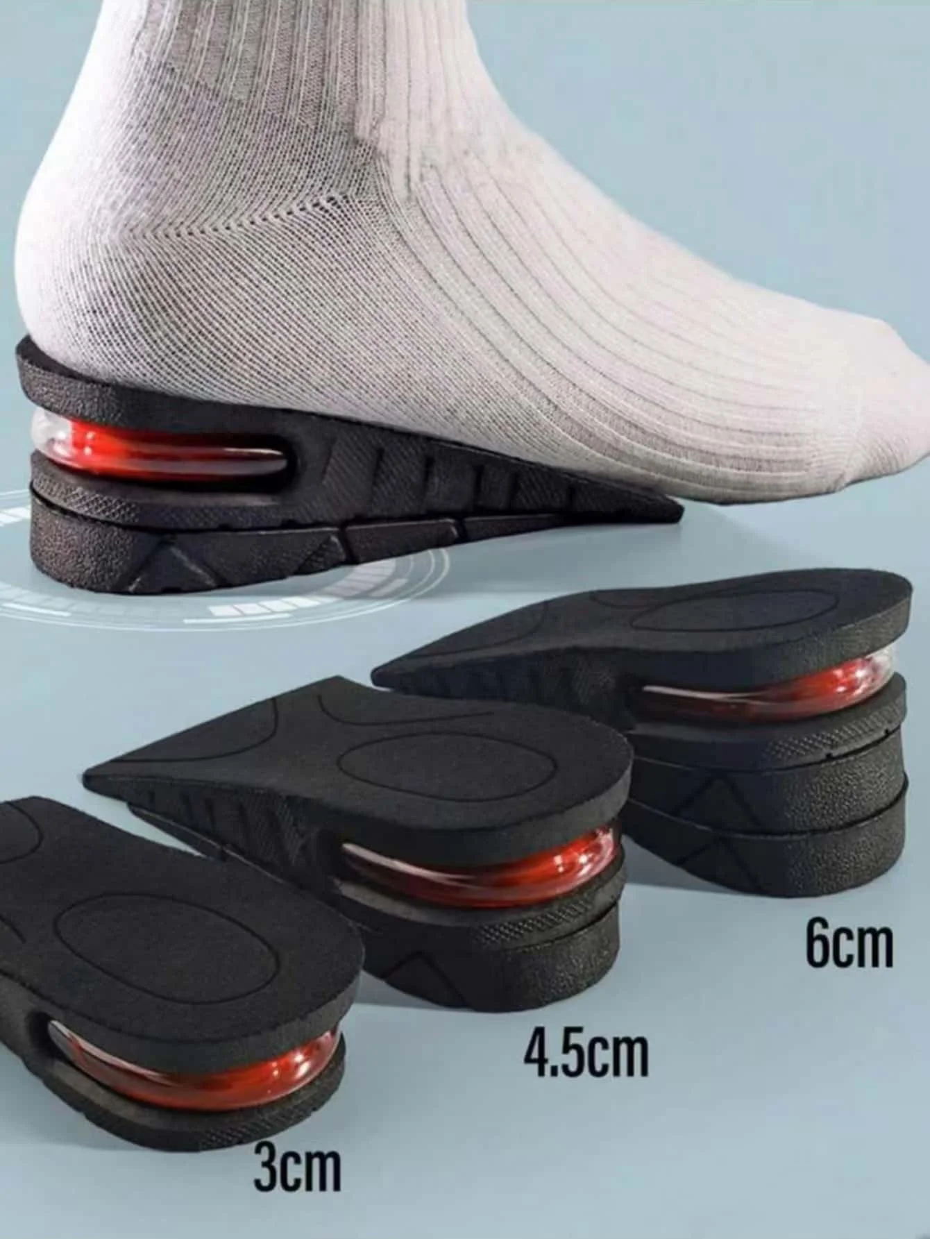

2pairs Elevated Insole Summer Mens and Womens One Pair Invisible Inner Elevated Air Cushion Half Cushion for COSPLAY