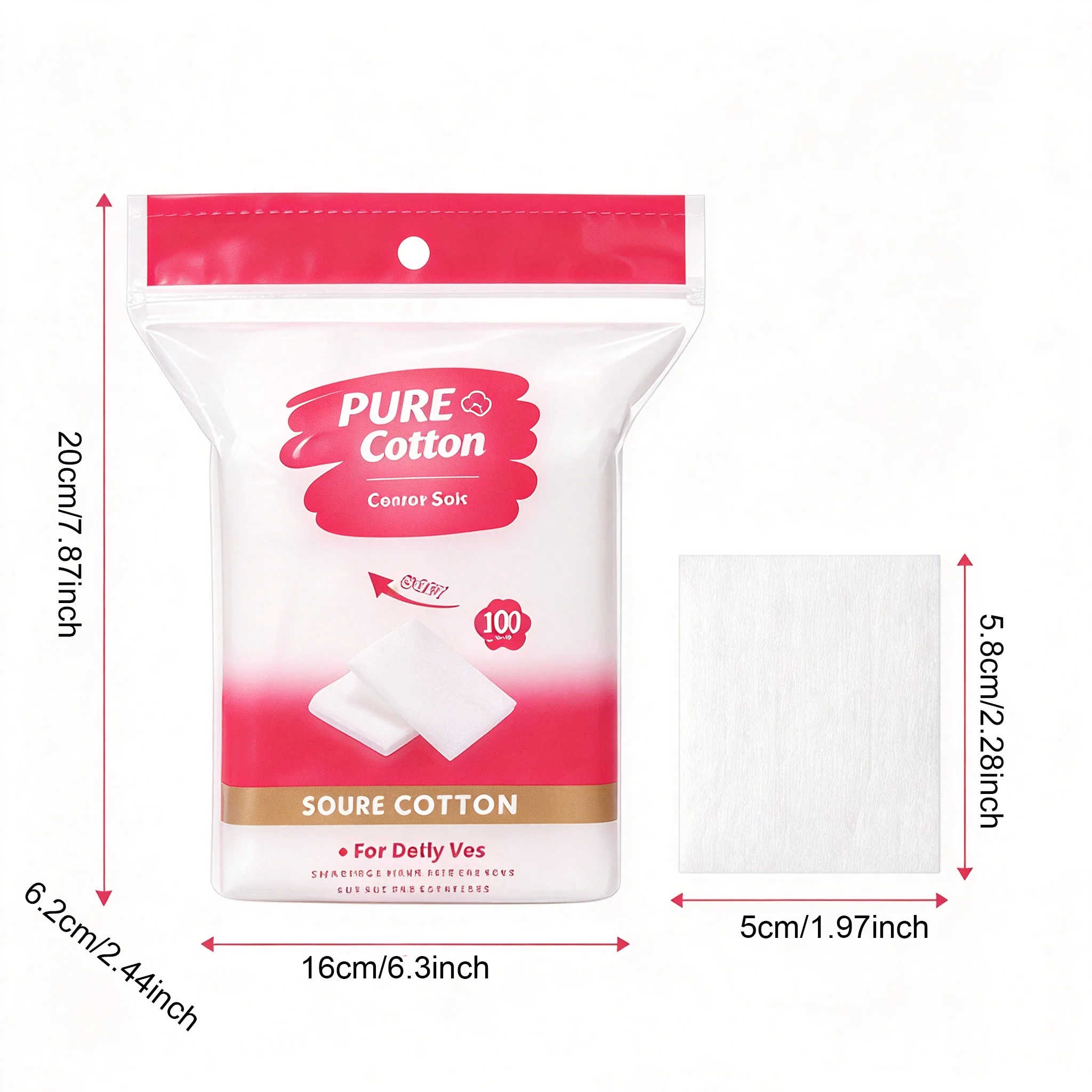 100pcs Pure Cotton Makeup Remover Pads, Soft Facial Pads for Daily Skincare, Toner, Makeup & Nail Polish Removal