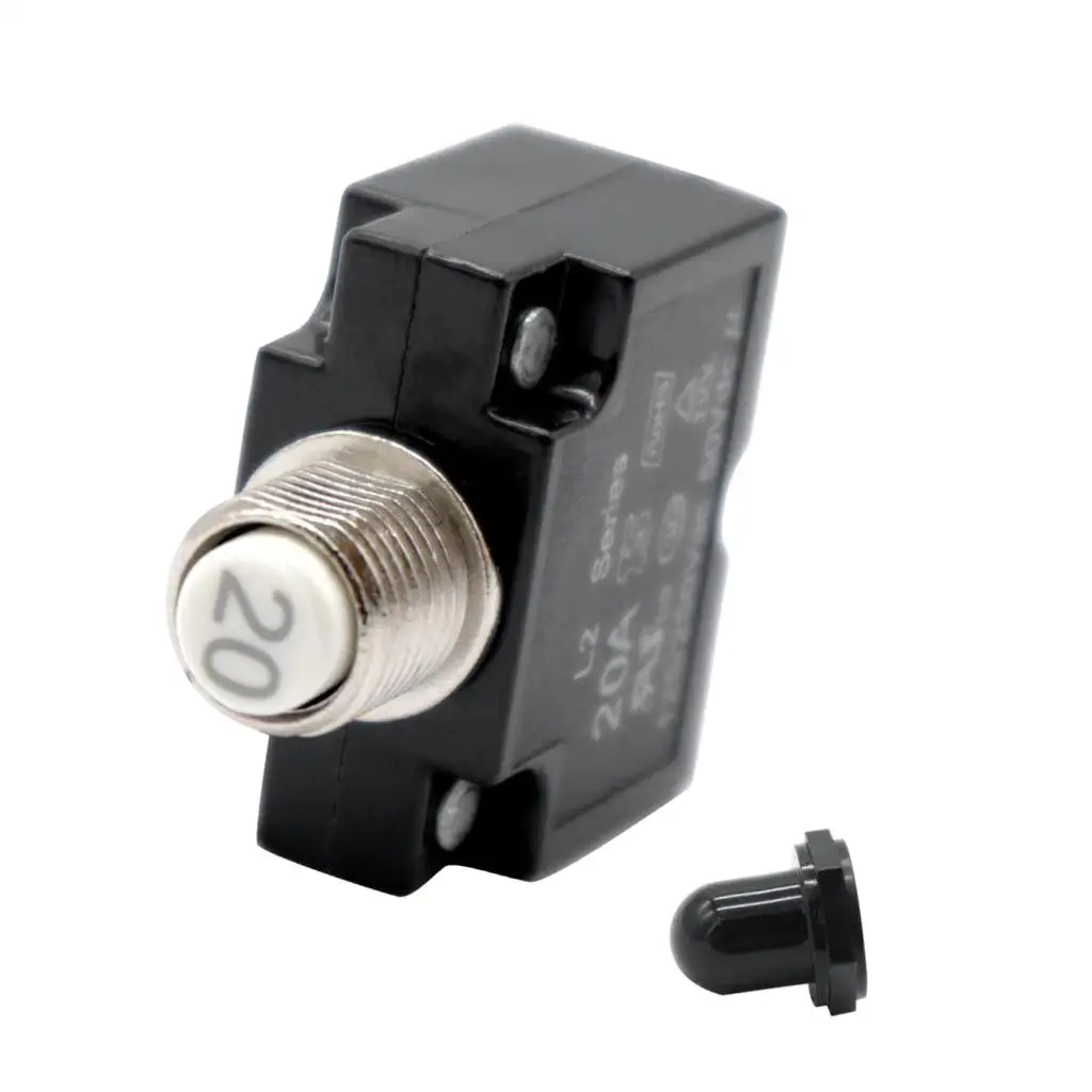 12V-24V Push Button Resettable Circuit Breaker with 2 Quick Terminals 20AMP High Sensitivity Overload Protection