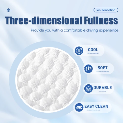 Imagen 2 del producto Fundas de Asiento de Coche de Seda Helada para Verano, Universales, Delanteras y Traseras, Cojín Protector para Asiento de Coche, Alfombrilla Refrigerante Transpirable Antideslizante