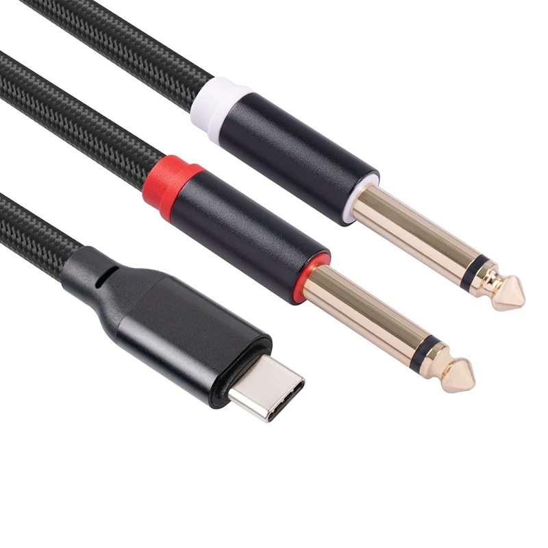 USB C To Dual 6.35Mm Stereo Y Splitter Cable, TRS Audio Cord For Smartphone,Tablet,Laptop, Amplifier, Mixing Console