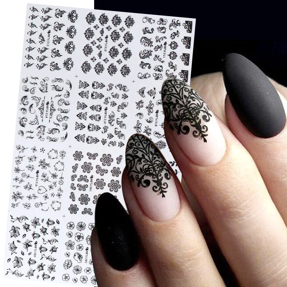 10PCS Set / Kit Random Nail Stickers Flower Leaf Necklace 3D Sliders Decal Gel Polish Sticker DIY Design Manicure Tips