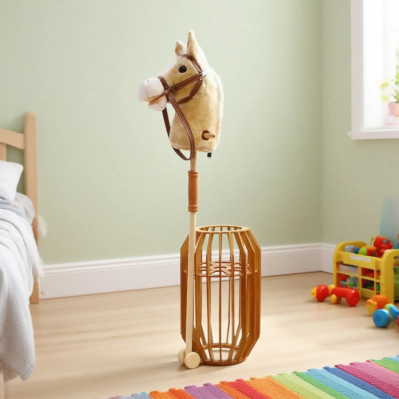 عصا الخيول عصا هواية قطيفة على شكل حصان على عصا ألعاب حيوانات محشوة كرتونية للعب الأدوار للأولاد والبنات الصغار في مرحلة ما قبل المدرسة