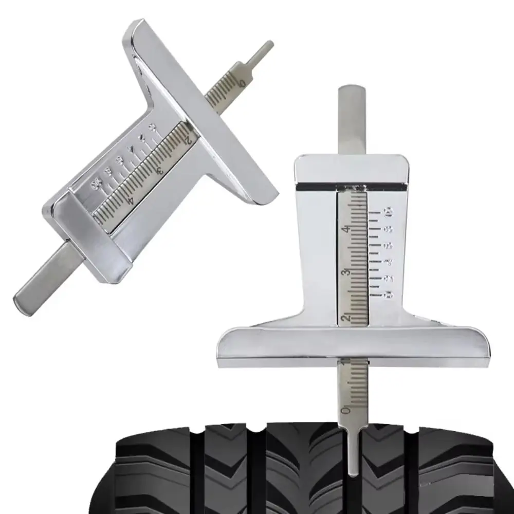 2pcs Precision Tire Tread Depth Gauge Professional 50mm Car Tire Pattern Measuring Ruler Stainless Steel Portable