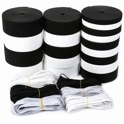 Bandas Elásticas planas blancas y negras para coser ropa, cinturón elástico para pantalones, accesorios de costura de ropa DIY, 5 metros por lote