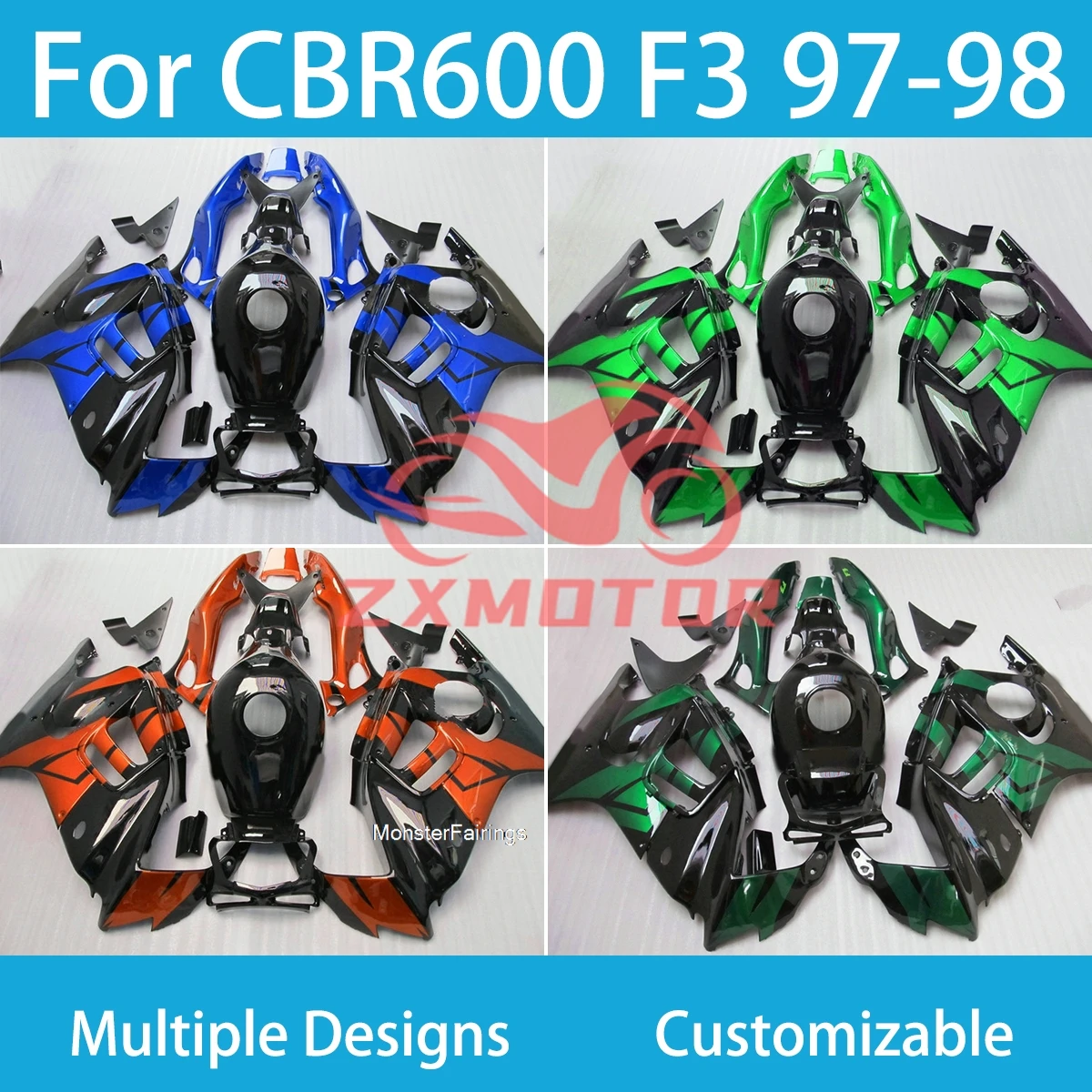 

Fit CBR600 F3 1997 1998 New Style Fairing Set for Honda CBR600F3 97 98 ZXMT Cowling Injection Bodywork Kit Motorcycle Fairings