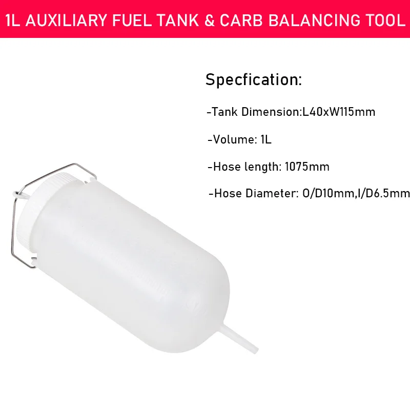 Portable Auxiliary Fuel Tank 1L With Cut Off Valve With Fuel Hose Essential Tool Multifunctional Fuel Storage For Motorcycles