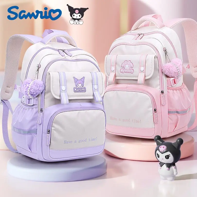 

Sanrios My Melody Cinnamoroll Kuromi вместительный Детский рюкзак для учеников начальной школы, защита для позвоночника, снижение веса, школьный портфель