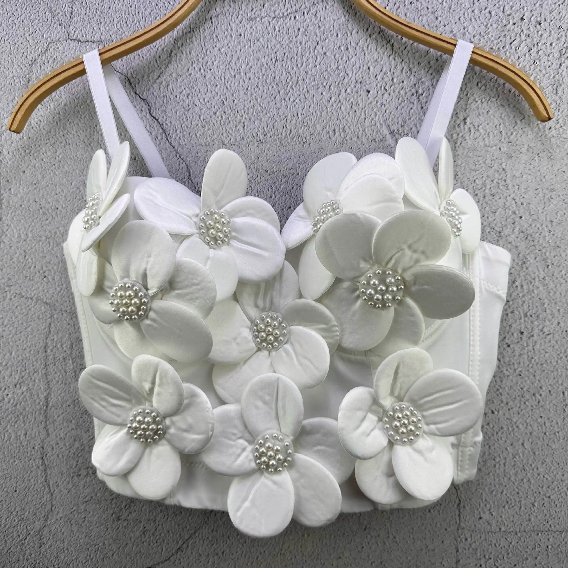 Personalized Strapless Exterior, Handmade Flower Pearl Heavy Industry Small Camisole, Women's Vest, Bouncing And Chest Wrapped