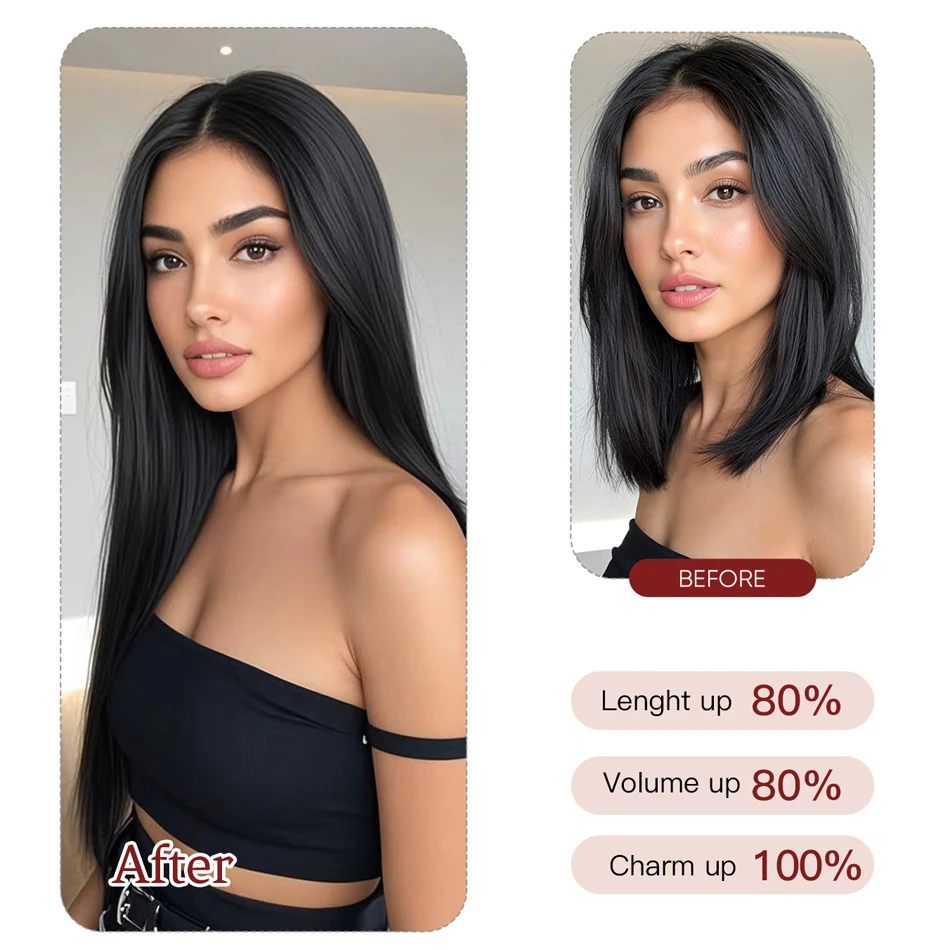 Picture 6: Seamless Clip in Hair Extensions Real Human Hair 7pcs 110 Grams Clip ins Invisible PU Skin Weft Natural Remy Hair for Full Head