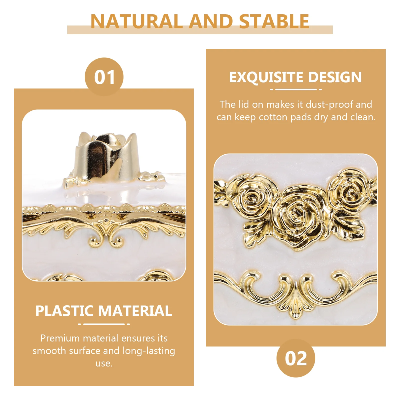 

Embossment Cotton Pad Box Protective Lid Makeup Sponge Storage Organizer Cotton Swab Container Bathroom Counter Desktop Storage