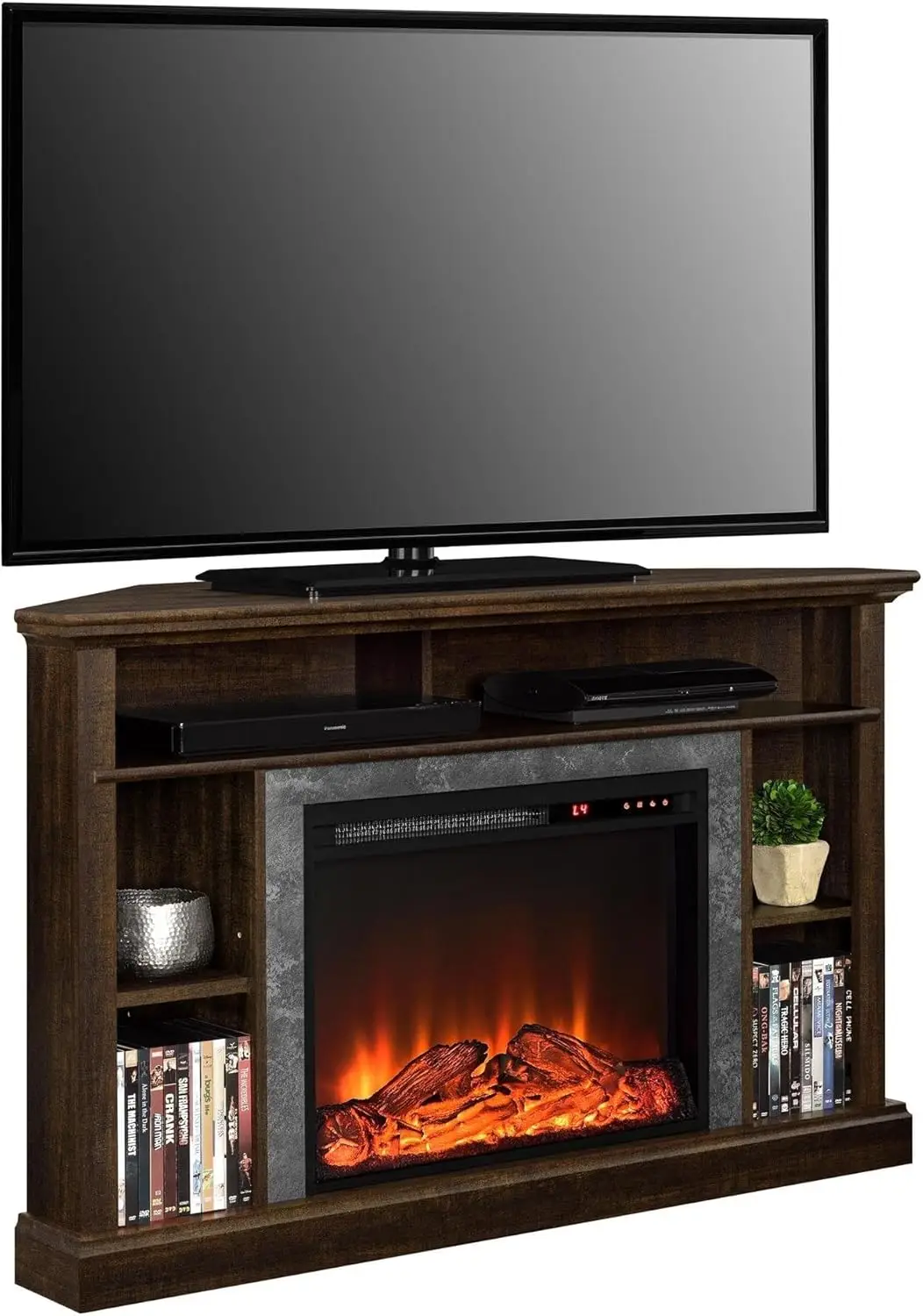 Home Overland Fireplace TV Stand for TVs up to 50 Inch, Replaceable Electric Fireplace Insert Heater, Remote Control,