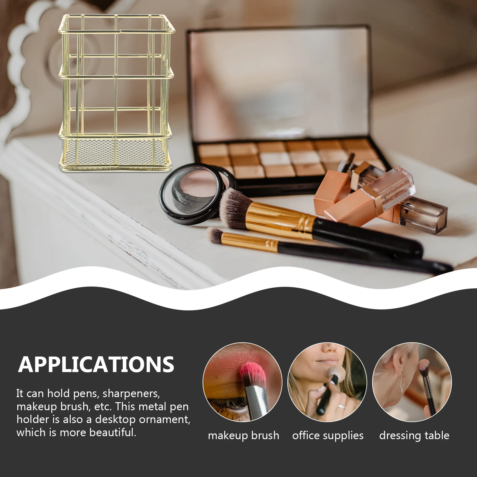 

Elegant Metal Storage Cylinder Pencil Holder Multifunctional Desktop Organizer For Stationery And Makeup Brushes