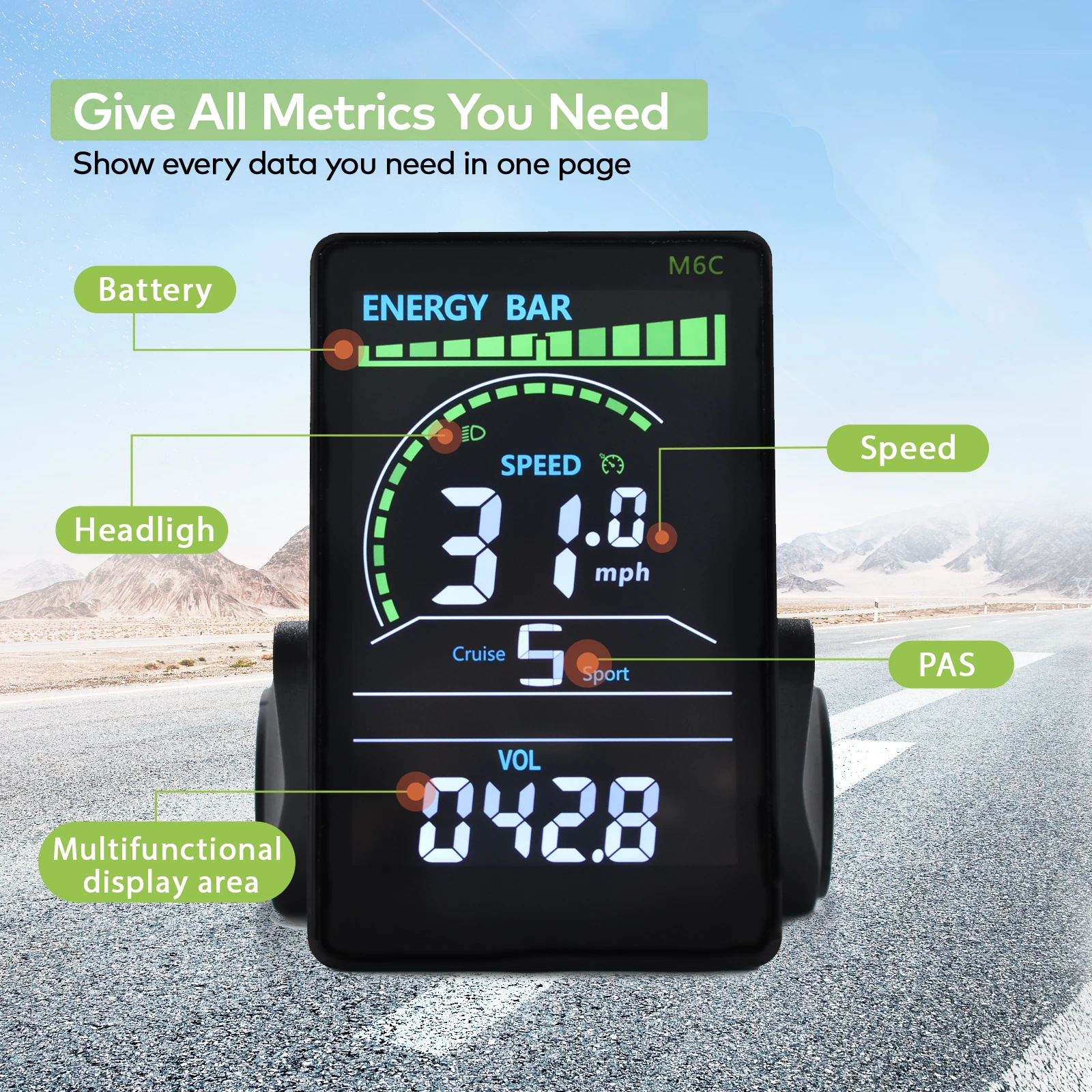 M6C 24V/36V/48V/60V Electric Bike Computer Wireless Stopwatch Waterproof Cycling Odometer Bicycle Accessories Speedometer