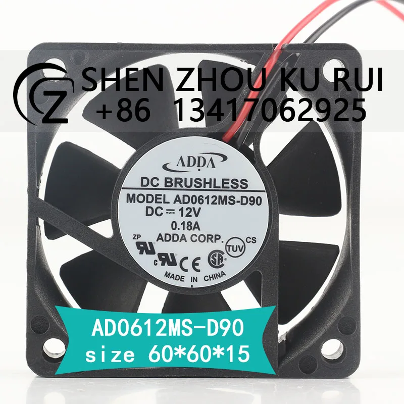 ADDA 24V 48V DC 12V 0.18A AC EC 6015 60X60X15MM 6CM 2-wire chassis Power supply High air volume Silent AD0612MS-D90 cooling fan