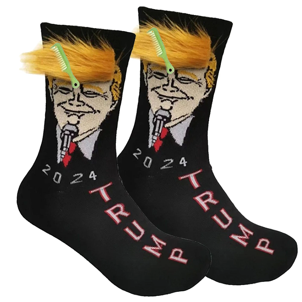 Funny President Donald Trump Socks Streetwear Hip Hop Compression Socks Novelty Funny Socks Skateboard Long Socks for Men Women