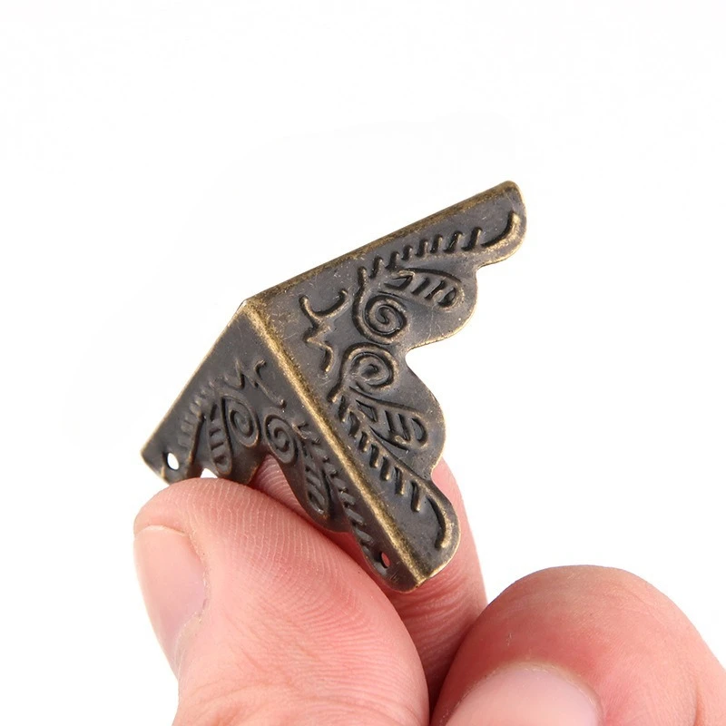 12Pcs Alloy Corner Brackets Bronze Tone For Scrapbook Bronze Corner Wooden Box Edge Cover Corner Protector Furniture Decorative