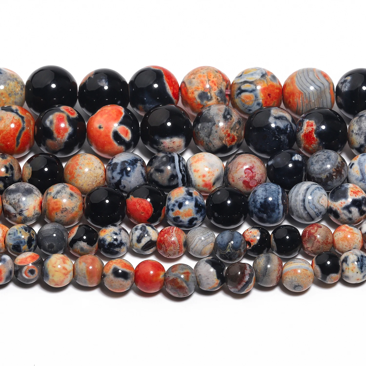 6/8/10mm Natural Stone Red Fire Agate Beads Round Loose Spacer Beads for Jewelry Making DIY Necklace Bracelets Accessories 15\'\'