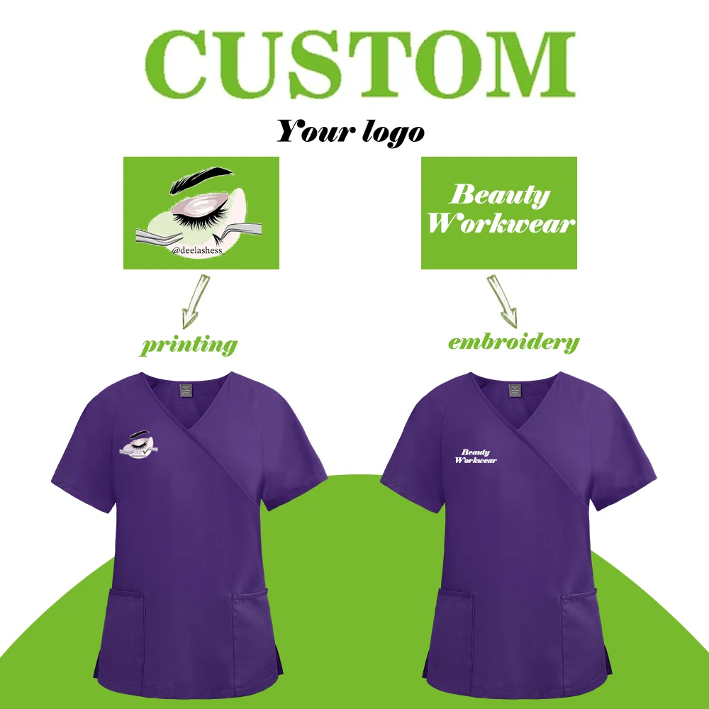 Beauty Workwear Women Custom Logo Clinic Surgical Scrubs Set Medical Nurse Uniforms Dental Dentist Nursing Clothes Straight Suit