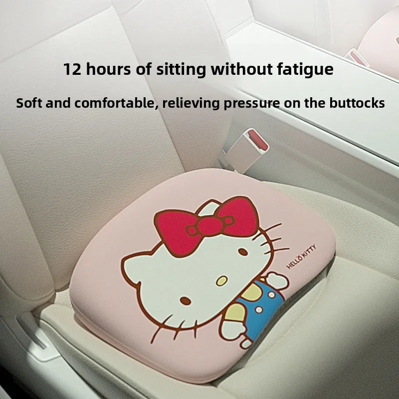 Hello Kitty Car Seat Cushion Single Driver Seat Thick Booster Pad For Short Women Girls Driving Practice Heightening Seat Mat