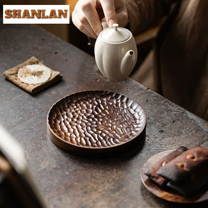 

Walnut Wood Dinner Plate Japanese Solid Wood Dinner Plate Irregular Oval Fruit Plate Dry Brewing Tea Plate Boaed Dim Sum Dish