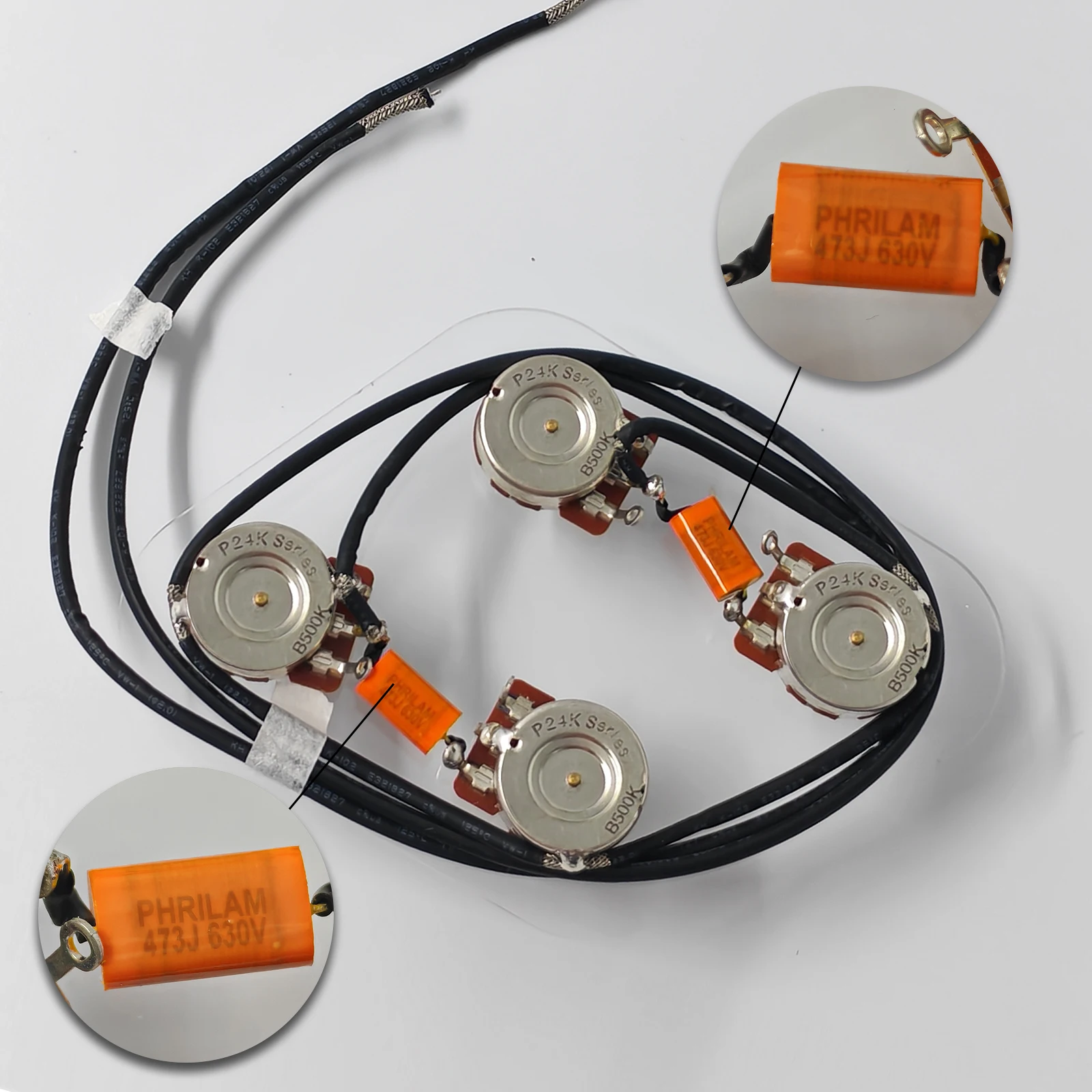PHRILM Premium Prewired 2T2V Wiring Harness Kit with Separate Switch for LP Style Electric Guitar or Similar Guitar Parts