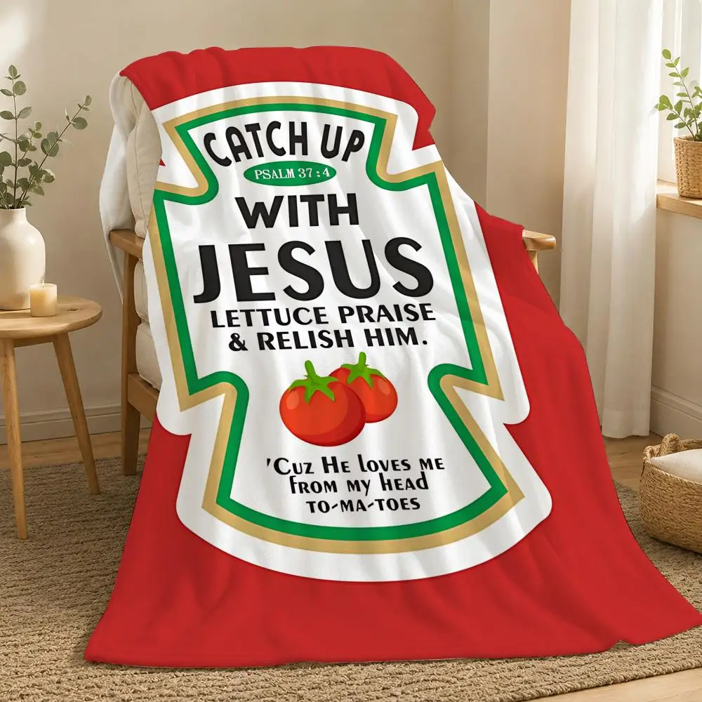Ketchup Label Food Label Art Throw 240g Flanelldecke, geeignet für Sofas, Betten, Büros, exquisite Geschenkdecken