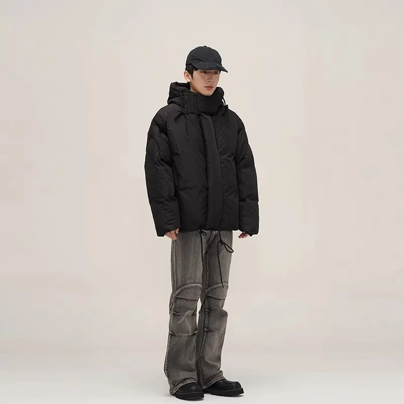 Piumini da uomo con cappuccio d'avanguardia, cappotto da uomo di nicchia americana, giacca invernale da donna streetwear