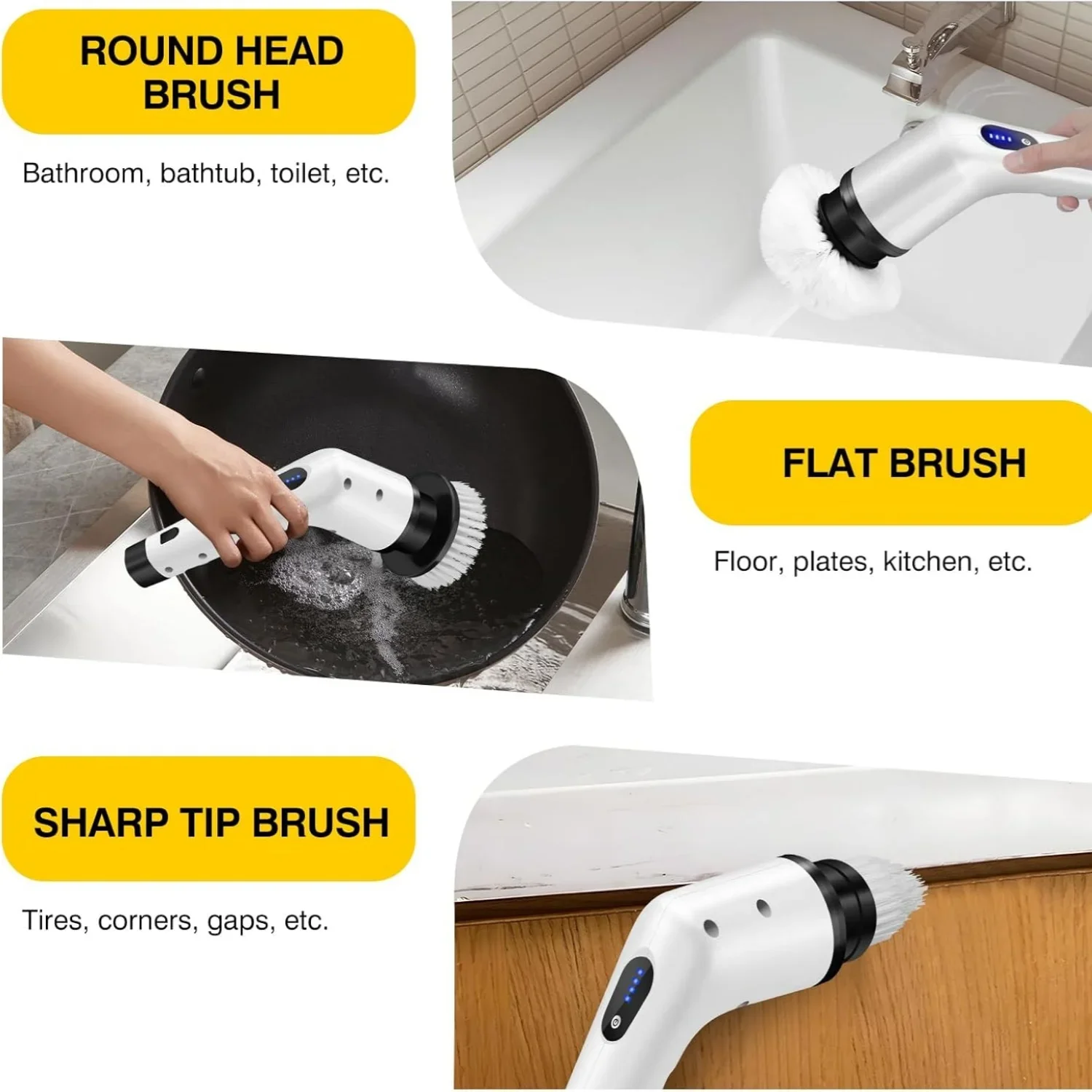 Electric Cleaning Brush Spin Scrubber 3 in 1 Cordless Cleaning Brush Handheld Compact Cleaning Tool