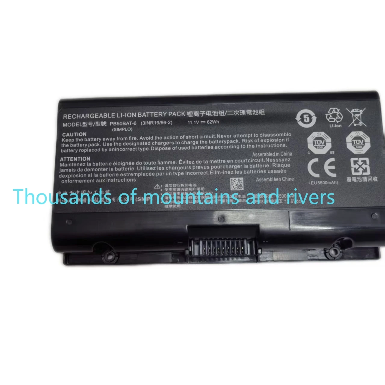 

PB50BAT-6 Laptop Battery For Clevo PB51RF-G PB70EF-G PB71EF-G PowerSpec 1720 Series 11.1V 62Wh 5500mAh 3INR19/66-2