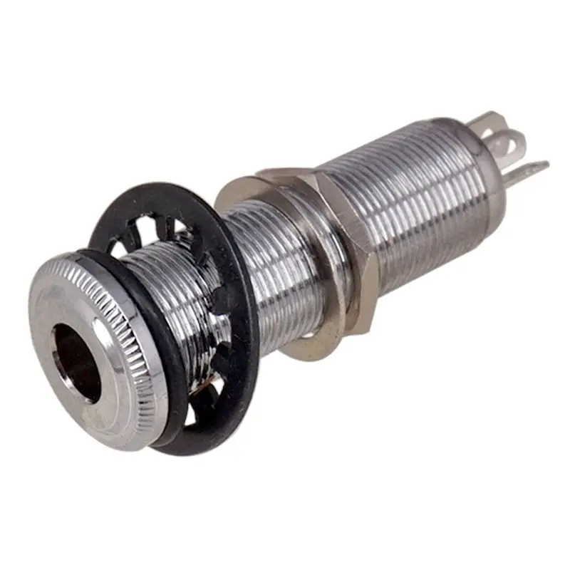 A99I-3Pcs 6.35Mm Brass Threaded Cylinder Bass Guitar Jack Pickup Output Input Plug Socket Electric Guitar Accessories,Silver