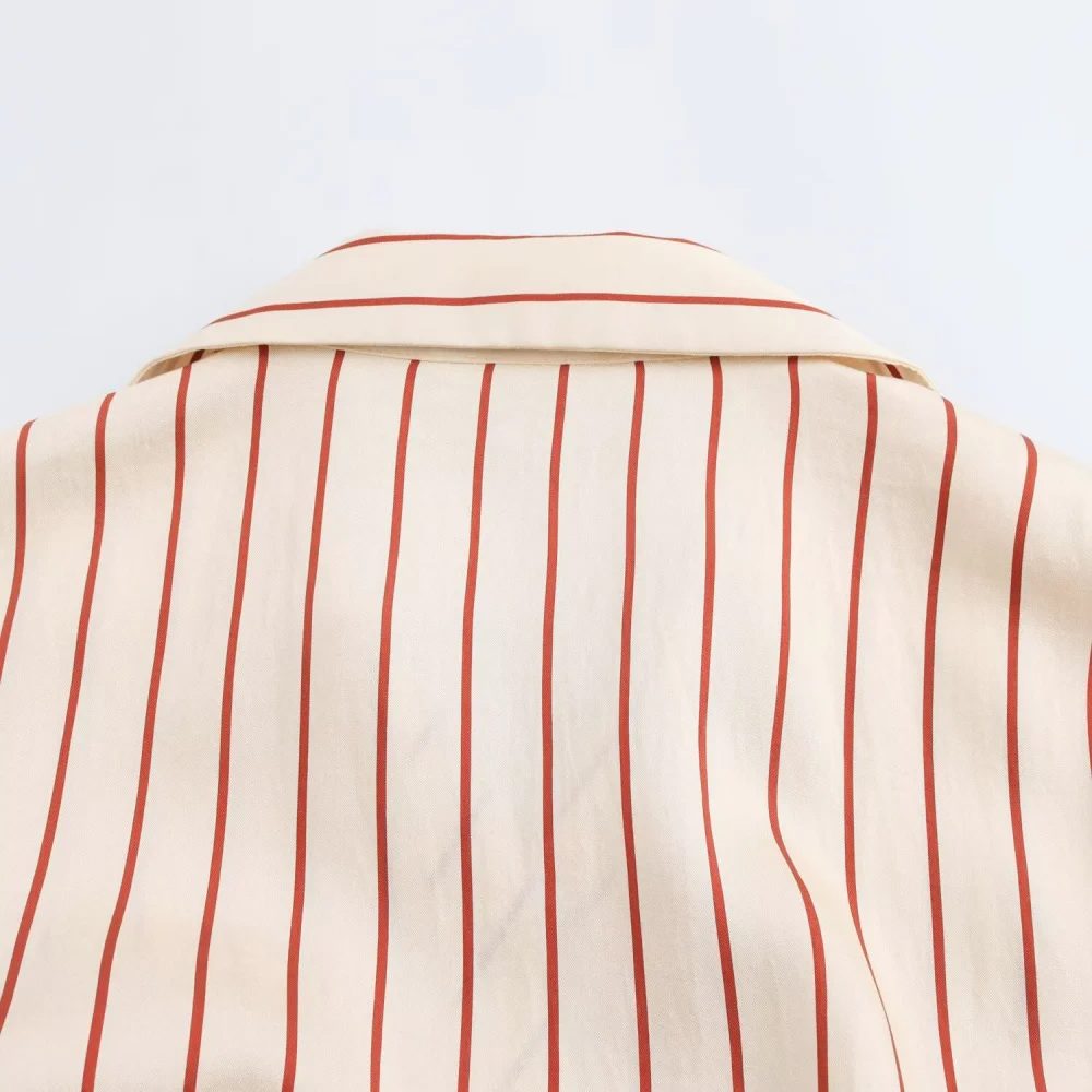 Vestido feminino BM&MD&ZA 2025: camisa listrada estilosa – vestido com detalhes de cinto, ideal para elegância sem esforço