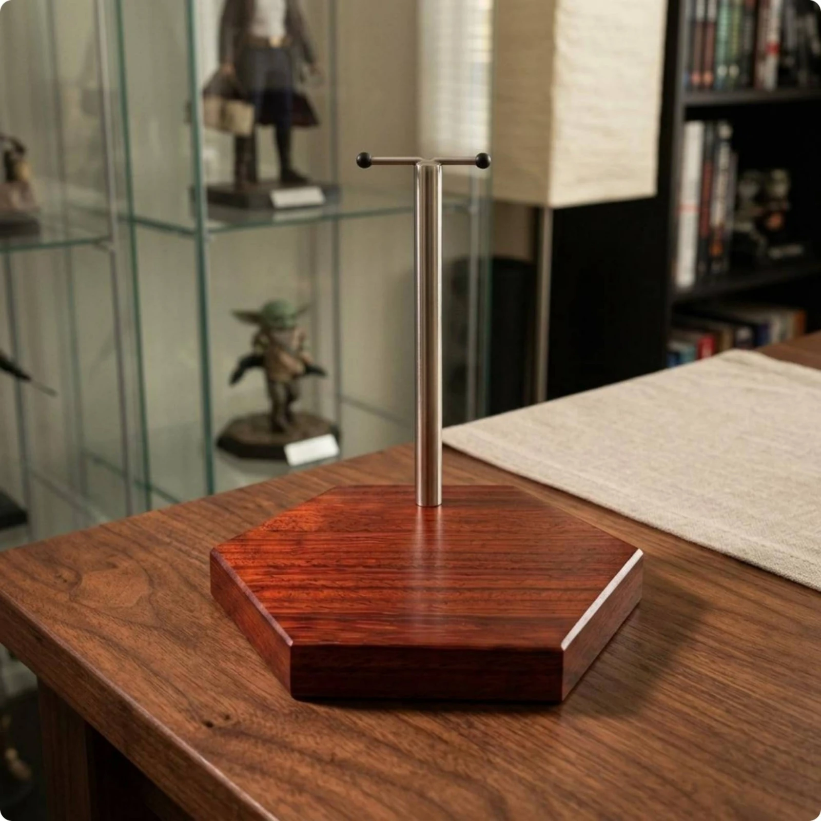 

Wooden Display Stand Dark Top Fitting Model Figure Stand