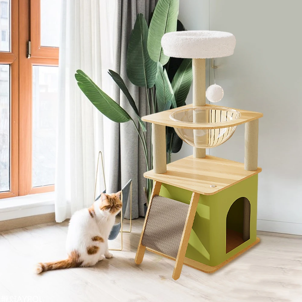 Marco de escalada para gatos con plataforma de salto de felpa, bola colgante, torres para gatos multicapa, torre de árbol para gatos de interior, adultos grandes