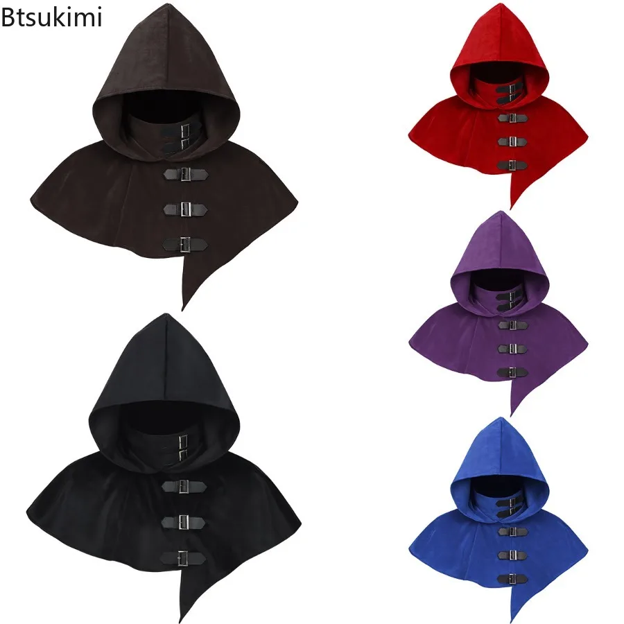 

Новая средневековая накидка с капюшоном, винтажный плащ-накидка на плечи, головной убор, замшевая накидка, плащ для Хэллоуина, для ролевых игр, сценических выступлений, пиратская шляпа