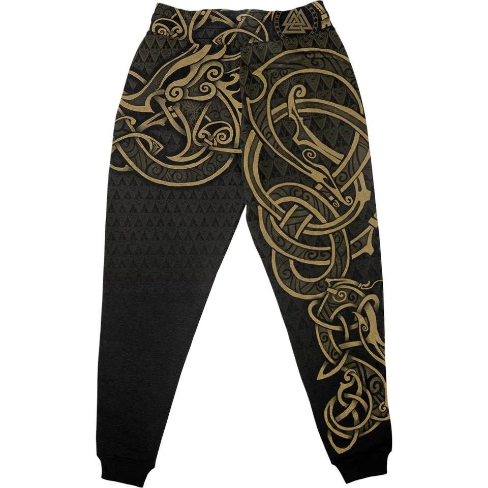 الرجال فايكنغ ريترو فالكنوت- Lunafide ثلاثية الأبعاد مطبوعة سراويل تقليدية موضة الخريف والشتاء بناطيل تدفئة الرباط السراويل الرياضية