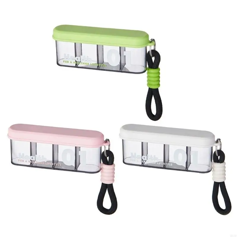 M89F Portable Keychain Pills Holder Container with Keyring Travel Pills Box