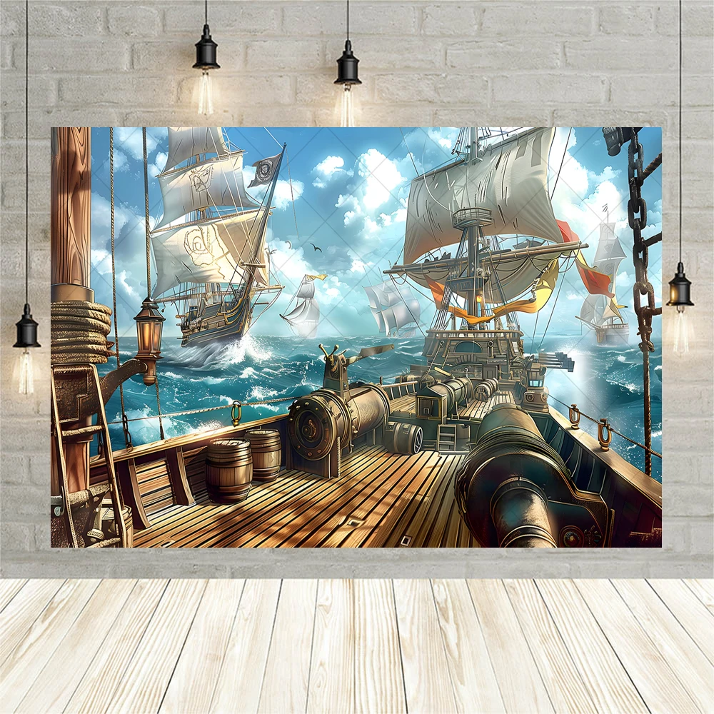 Mare vela pirata Banner sfondo personalizzato tema oceano adulto camera dei bambini compleanno fotografia Poster decorazione Studio sfondo